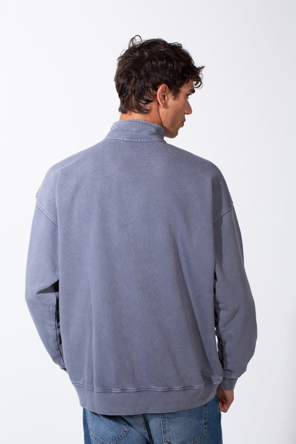 Men's Round Neck Half Zip Long Sleeve Oversized Sweatshirt