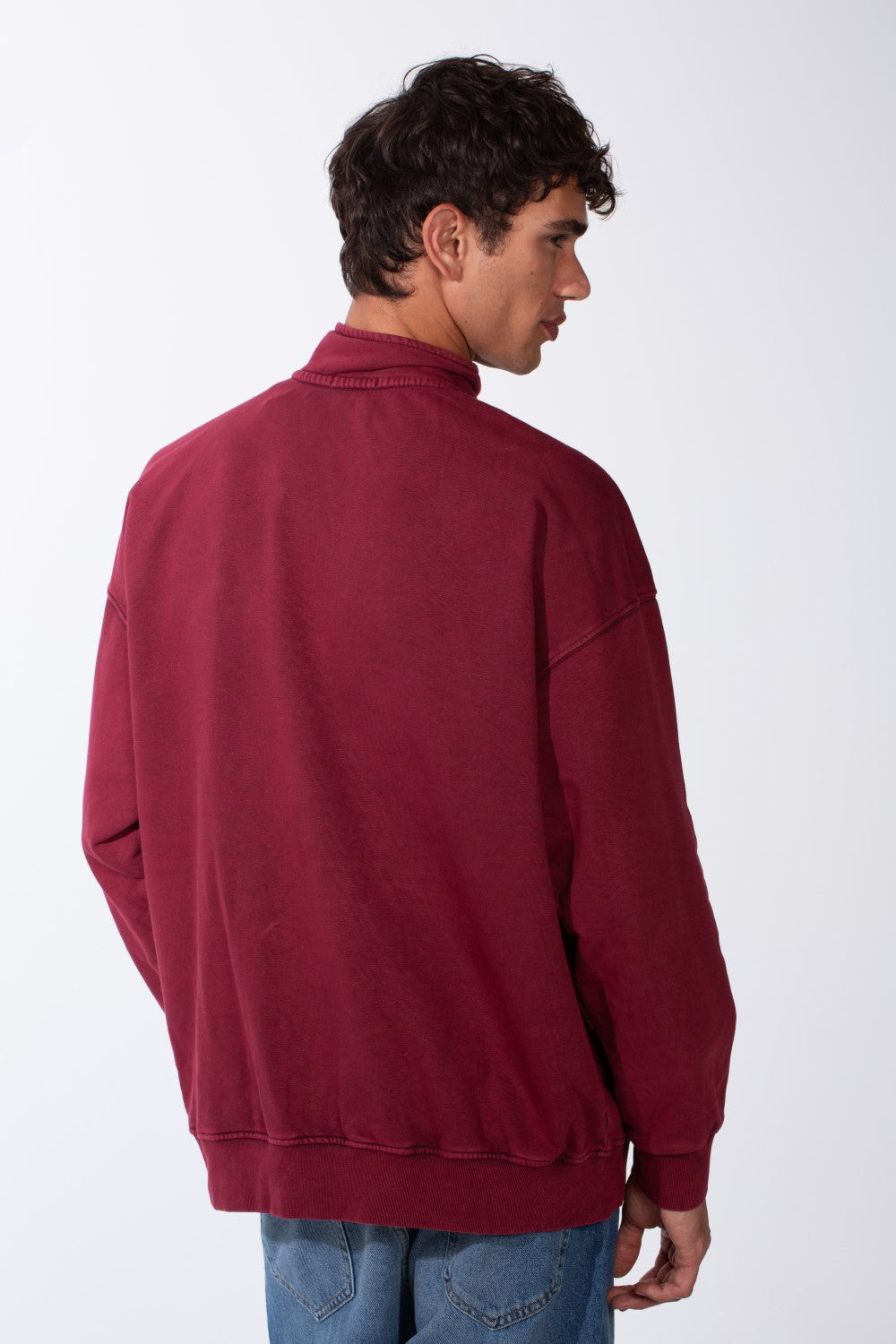 Men's Round Neck Half Zip Long Sleeve Oversized Sweatshirt