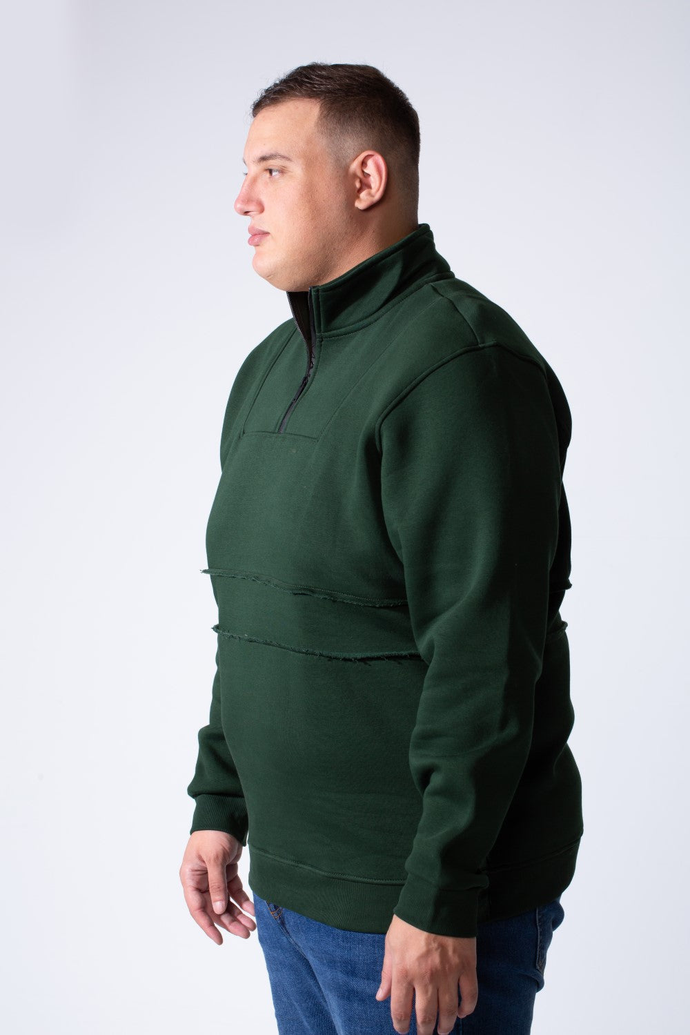 Men's Quarter Zip High Neck With Long Sleeve Daily Wear Melton Versatile Big Size Sweatshirt
