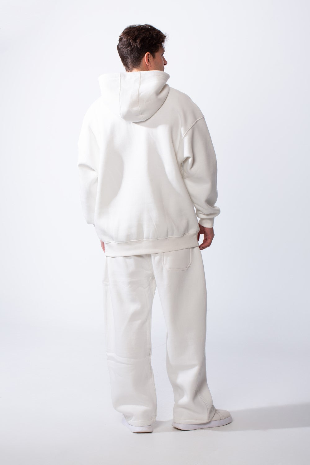 Men's Two Piece Long Sleeves Front Kangaroo Pocket Basic Oversize Melton Set Outfit
