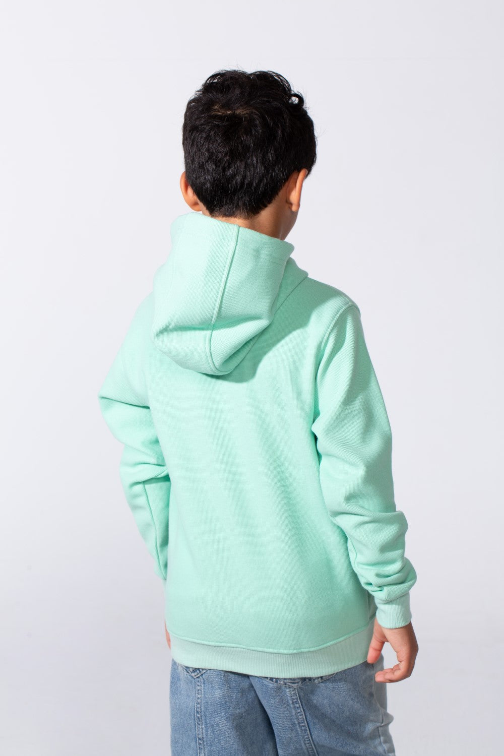 Boy's Slim Fit Long Sleeve Front Print Comfortable Daily Wear With Kangaroo Pockets Hood Sweatshirt