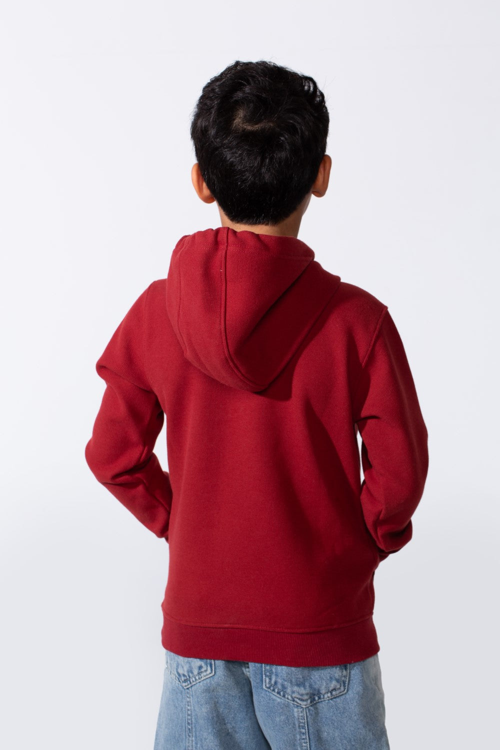 Boy's Slim Fit Long Sleeve Front Print Comfortable Daily Wear With Kangaroo Pockets Hood Sweatshirt