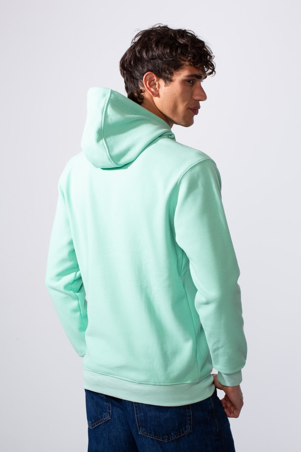 Men's Slim Fit Front Print Hood Sweatshirt With Kangaroo Pocket