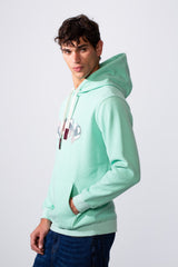 Men's Slim Fit Front Print Hood Sweatshirt With Kangaroo Pocket
