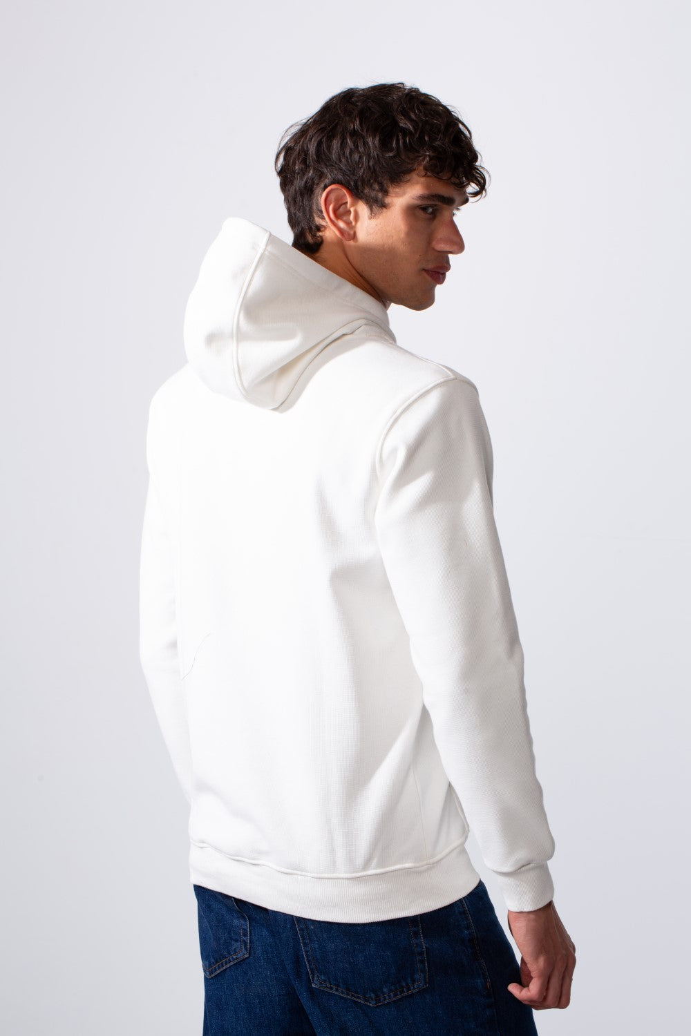 Men's Slim Fit Front Print Hood Sweatshirt With Kangaroo Pocket