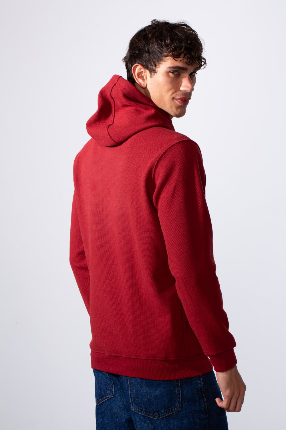 Men's Slim Fit Front Print Hood Sweatshirt With Kangaroo Pocket
