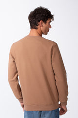 Men's Slim Fit Crew Neck Front Text Print Long Sleeve Sweatshirt