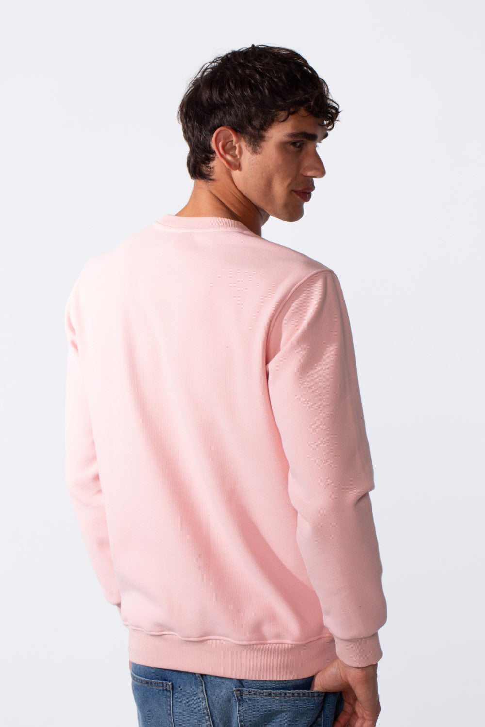 Men's Slim Fit Crew Neck Front Text Print Long Sleeve Sweatshirt