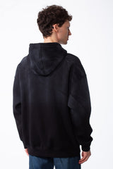 Men's Oversized Acid-Wash Finish Kangaroo Pocket With Drawstring Hood Ribbed Cuffs And Hem Sweatshirt