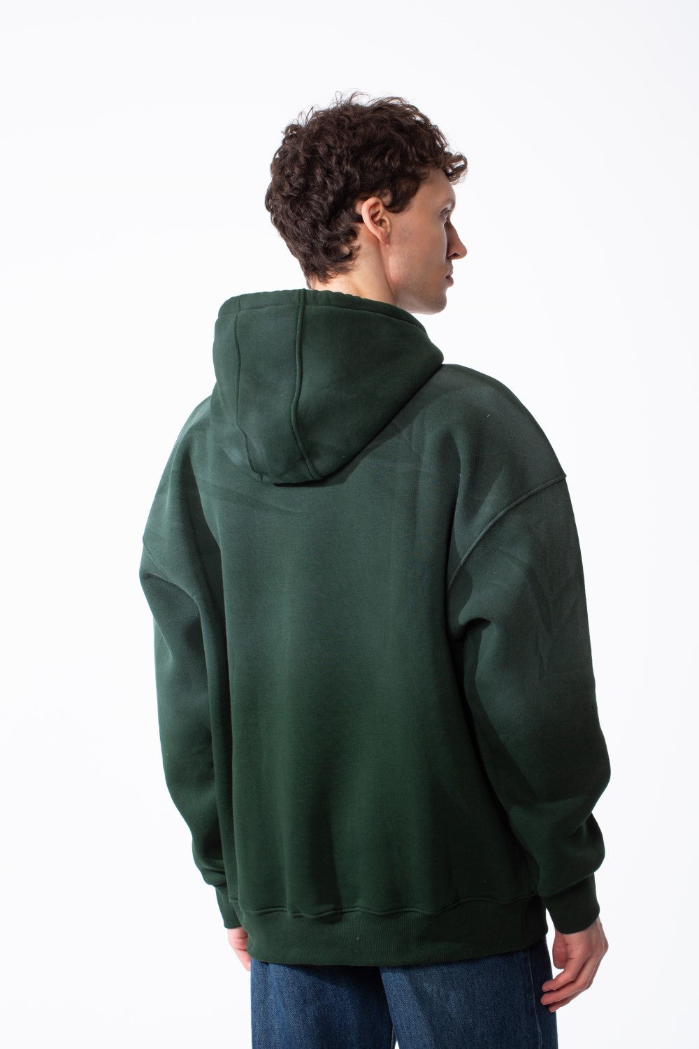 Men's Oversized Acid-Wash Finish Kangaroo Pocket With Drawstring Hood Ribbed Cuffs And Hem Sweatshirt