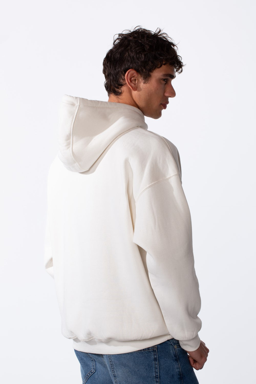 Men's Embossed Print Melton Oversize Kangaroo Pocket Hood Sweatshirt