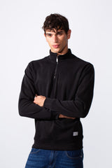 Men's Plain Slim Fit Half Zip Long Sleeve Sweatshirt