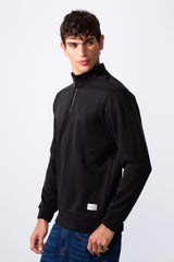 Men's Plain Slim Fit Half Zip Long Sleeve Sweatshirt