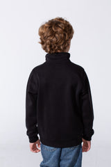 Boy's High Neck With Half-Zip Long Sleeve Slim Fit Daily Wear Basic Sweatshirt