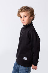 Boy's High Neck With Half-Zip Long Sleeve Slim Fit Daily Wear Basic Sweatshirt