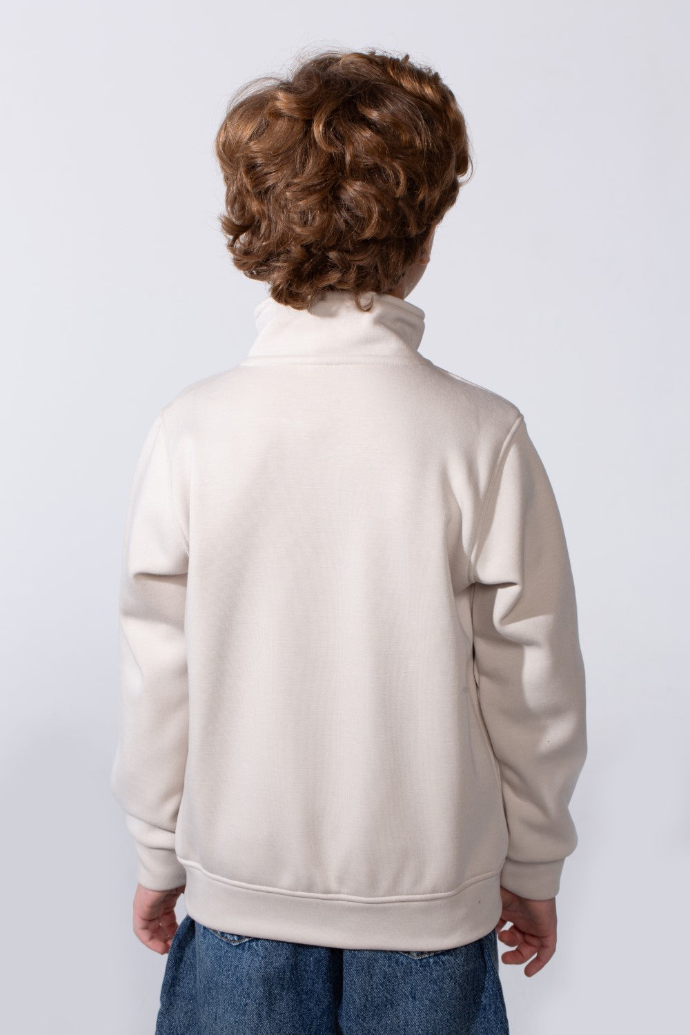 Boy's High Neck With Half-Zip Long Sleeve Slim Fit Daily Wear Basic Sweatshirt