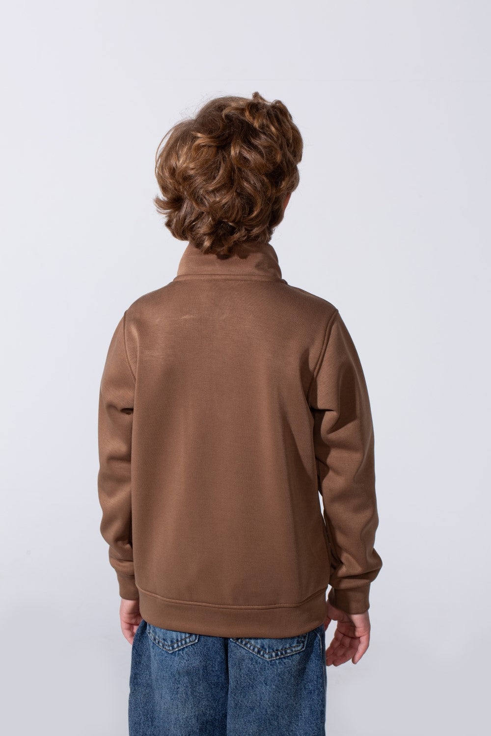 Boy's High Neck With Half-Zip Long Sleeve Slim Fit Daily Wear Basic Sweatshirt