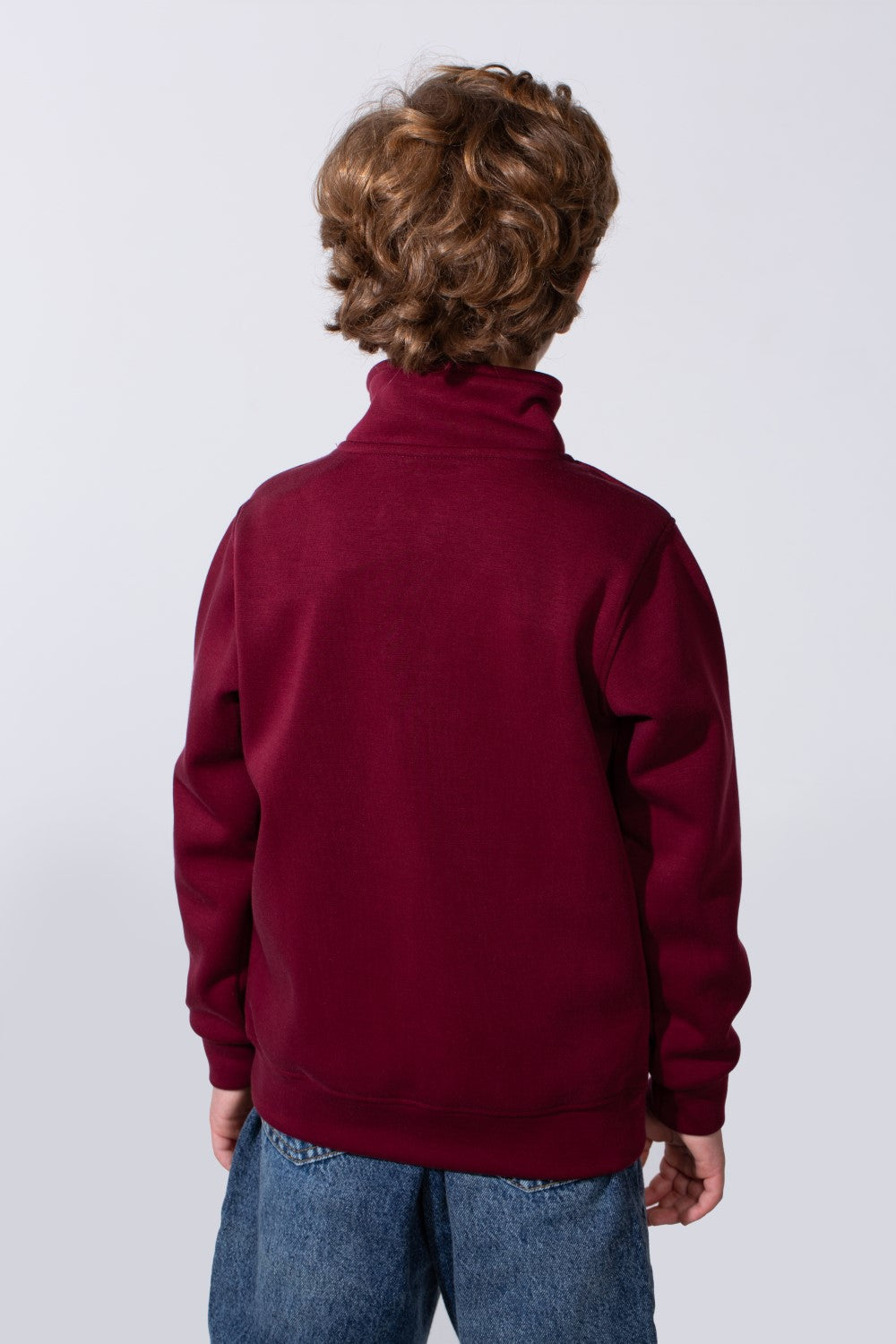 Boy's High Neck With Half-Zip Long Sleeve Slim Fit Daily Wear Basic Sweatshirt