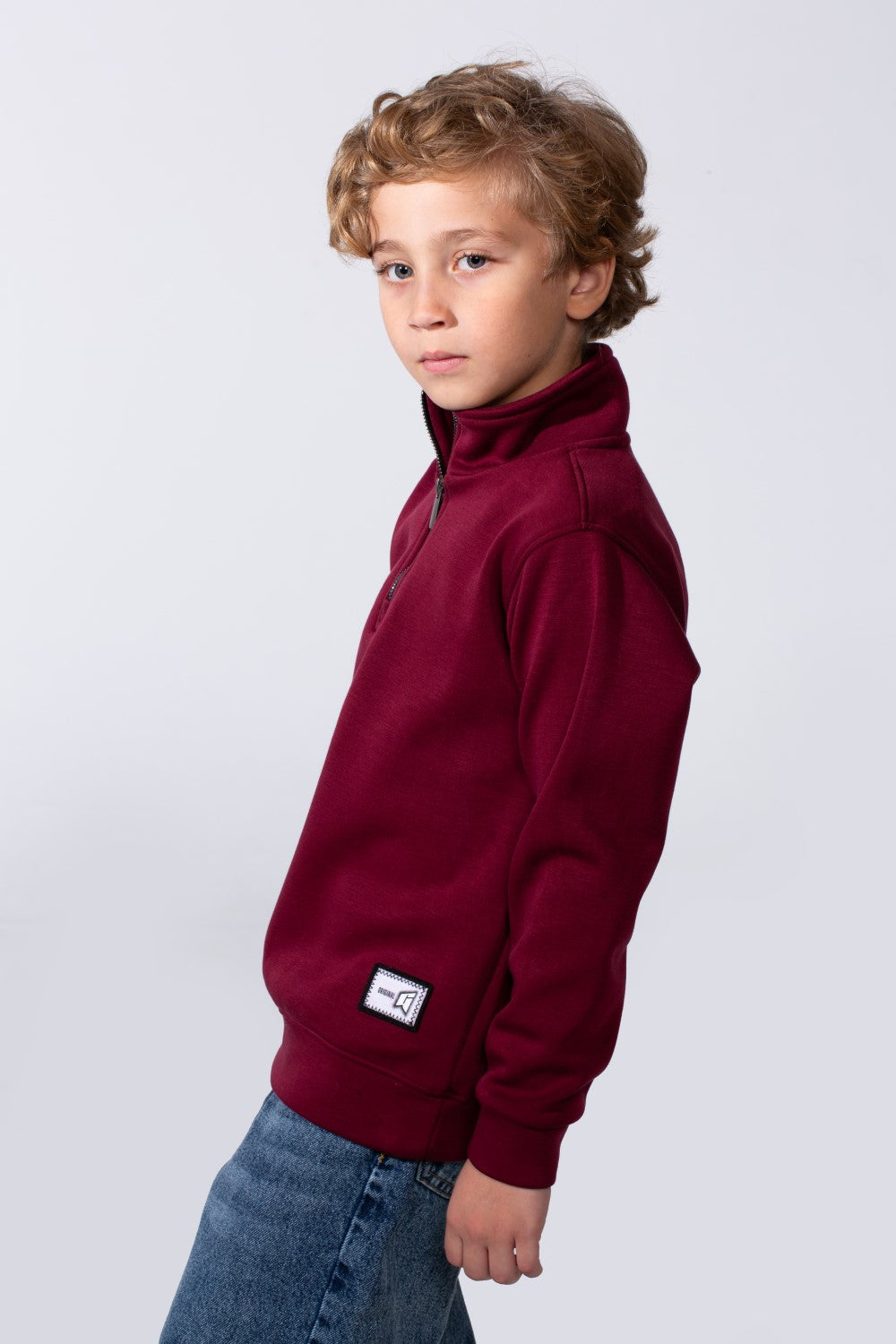 Boy's High Neck With Half-Zip Long Sleeve Slim Fit Daily Wear Basic Sweatshirt