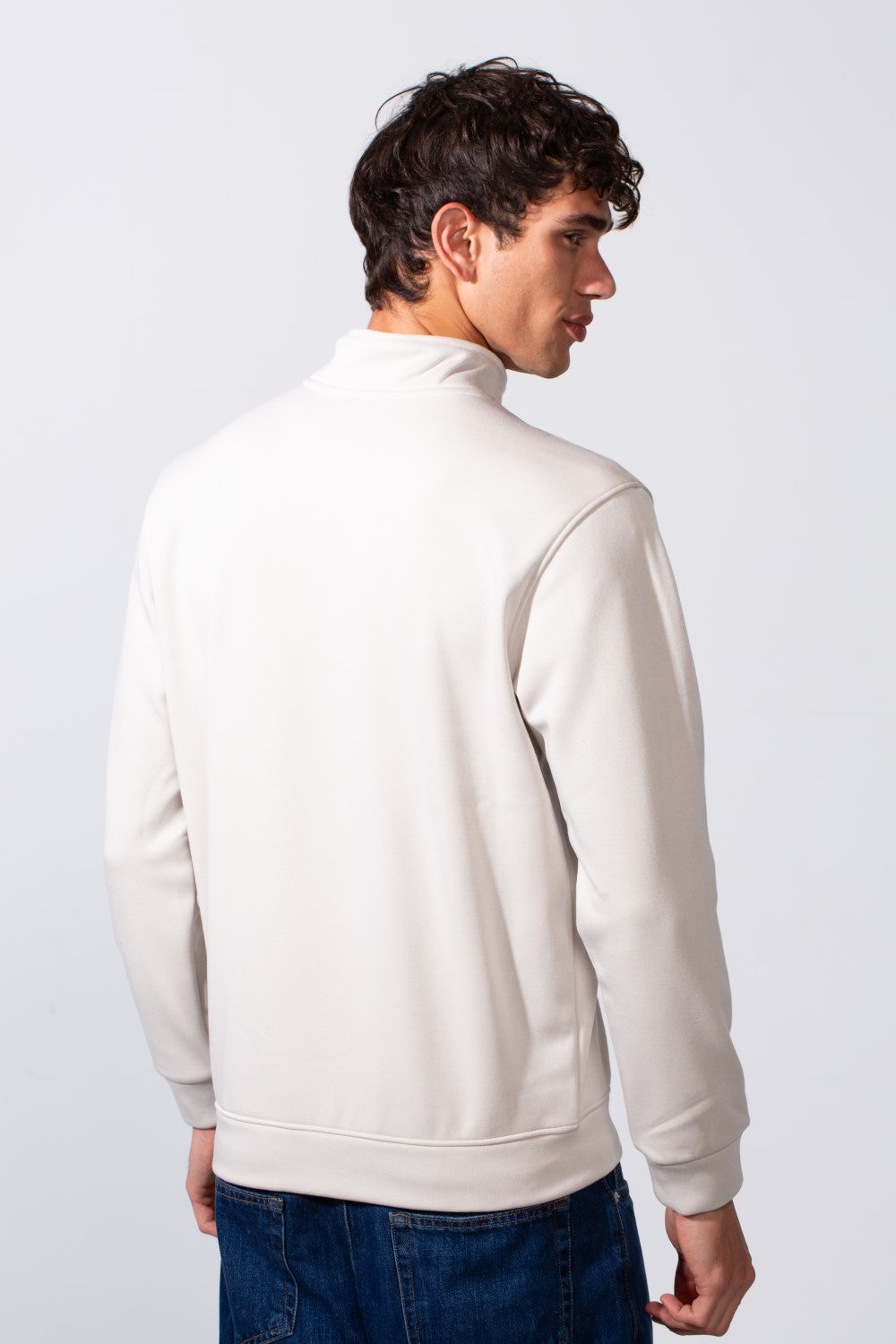 Men's Plain Slim Fit Half Zip Long Sleeve Sweatshirt
