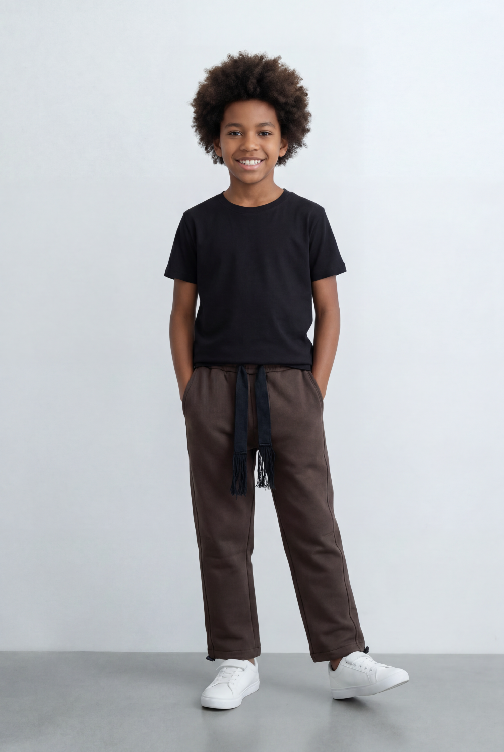 Boy's Tomato Store Jogger Sweatpants Contrast Side Piping Elastic Waistband Melton Regular Fit