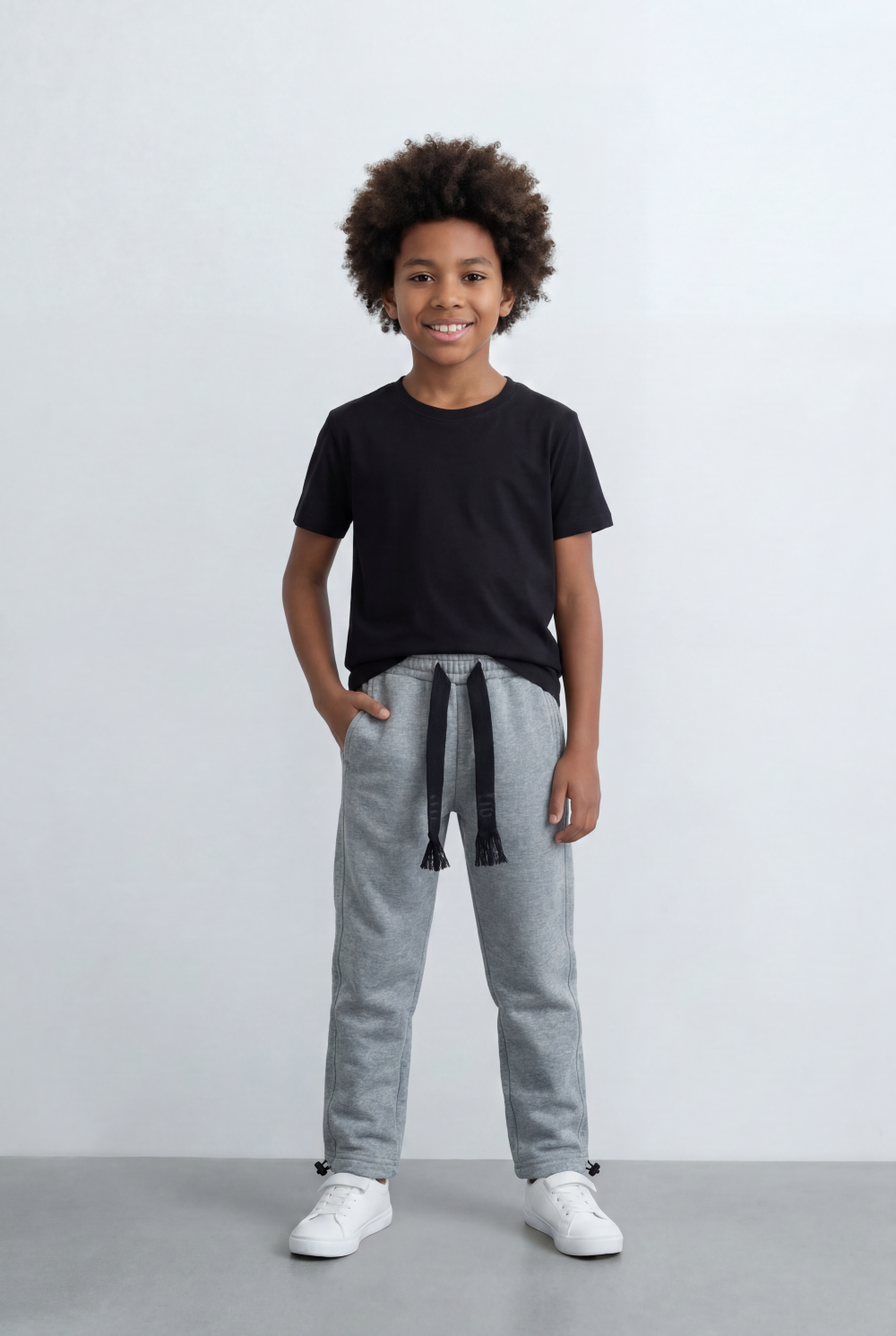 Boy's Tomato Store Jogger Sweatpants Contrast Side Piping Elastic Waistband Melton Regular Fit