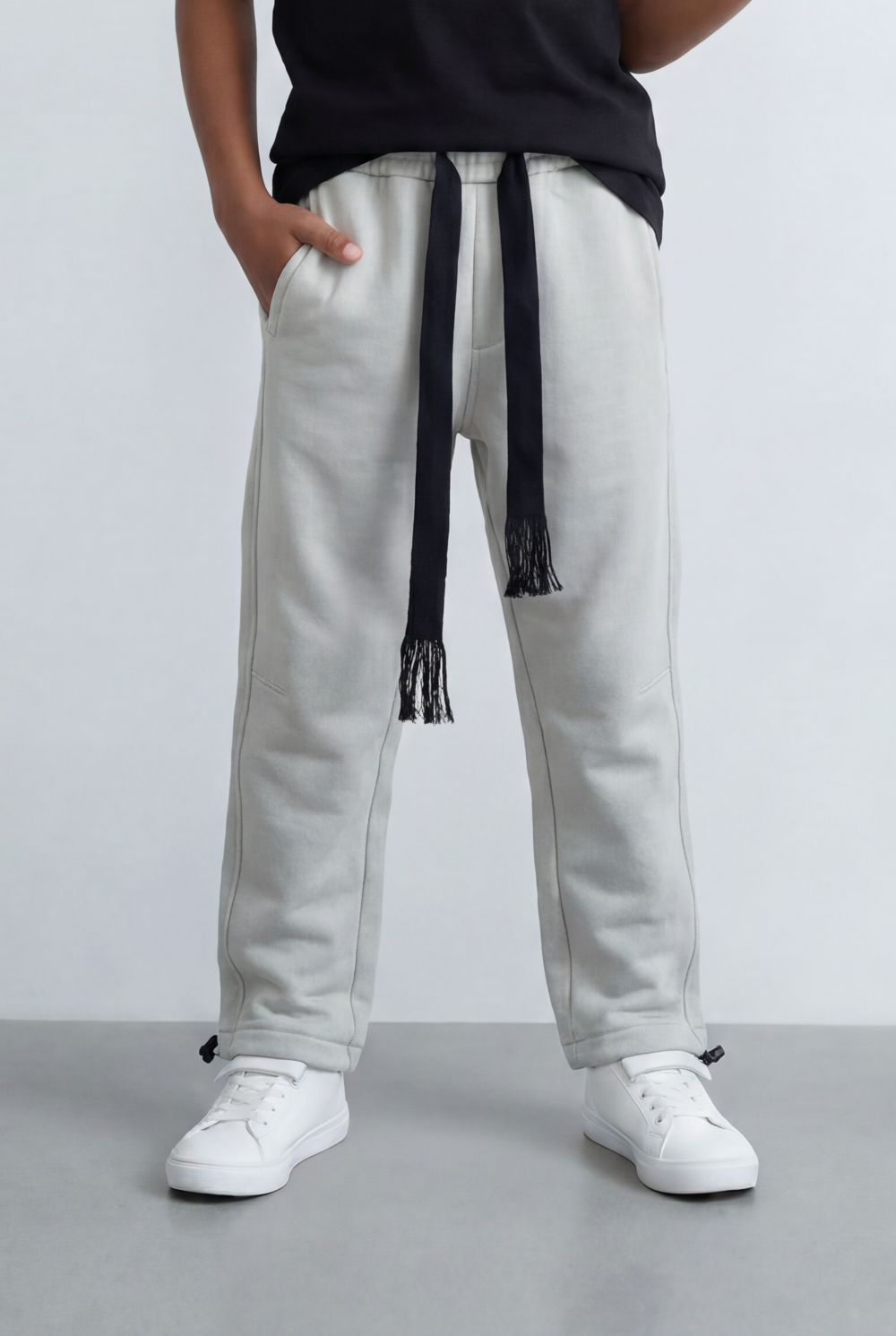 Boy's Tomato Store Jogger Sweatpants Contrast Side Piping Elastic Waistband Melton Regular Fit