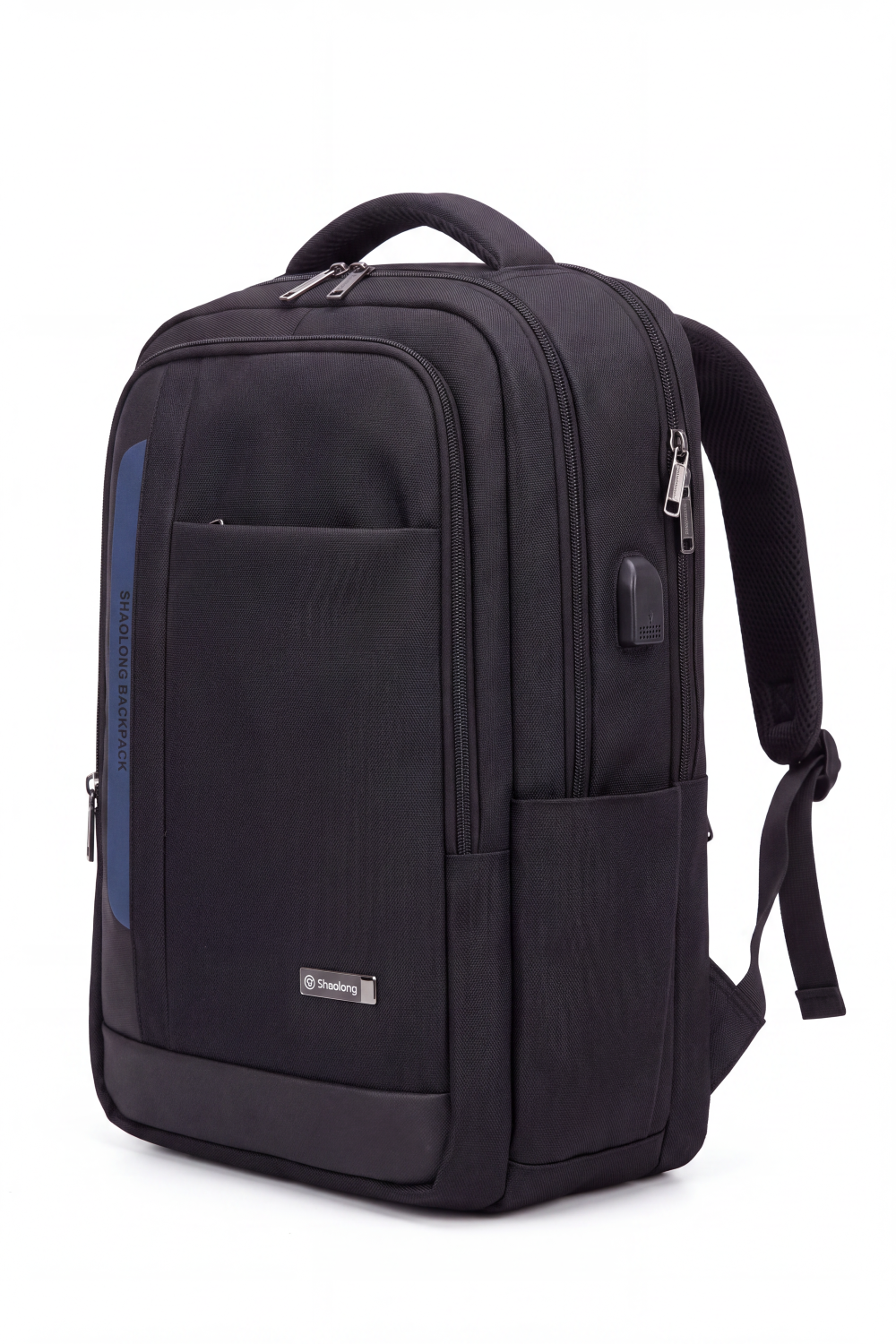 Men's Tomato Store Tech Travel Backpack Dual-Zip Compartments Front Utility Pocket USB Port Detail