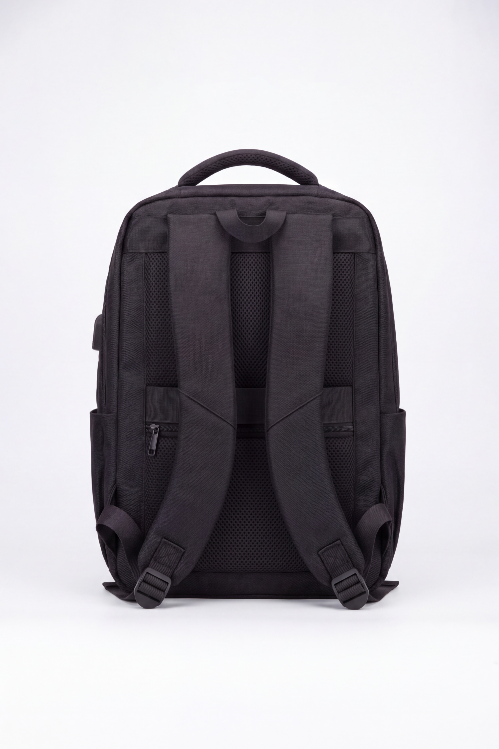 Men's Tomato Store Tech Travel Backpack Dual-Zip Compartments Front Utility Pocket USB Port Detail