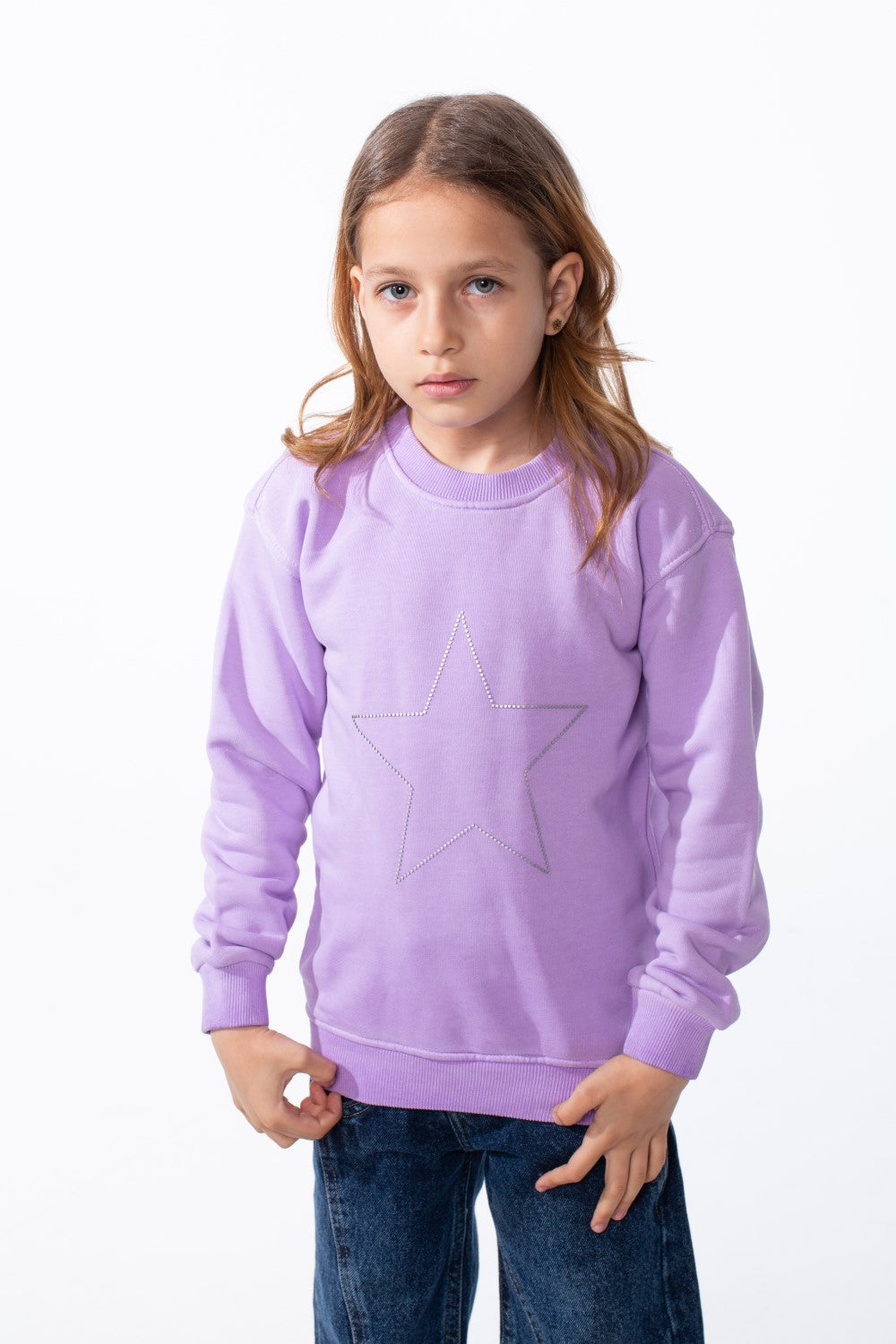 Girl's Tomato Store Sweatshirt Star Outline Front Detail