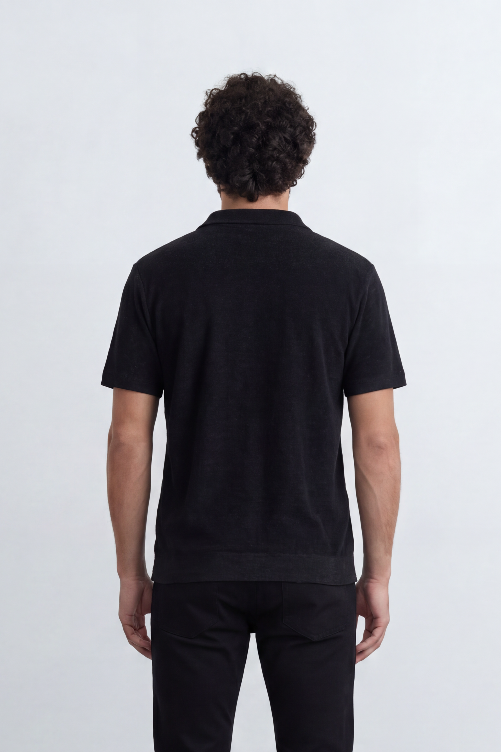 Men’s Tomato Store Ridge Zip Polo Vertical Rib Texture Runs Through The Body Half Zip Placket T-Shirt