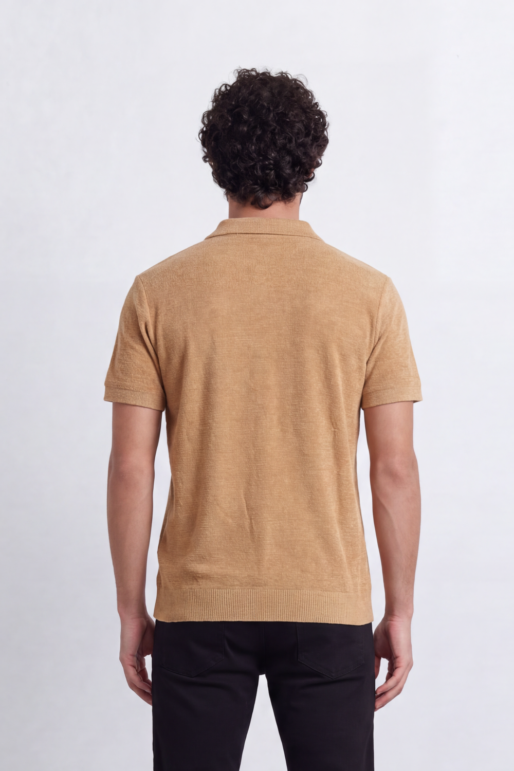 Men’s Tomato Store Ridge Zip Polo Vertical Rib Texture Runs Through The Body Half Zip Placket T-Shirt