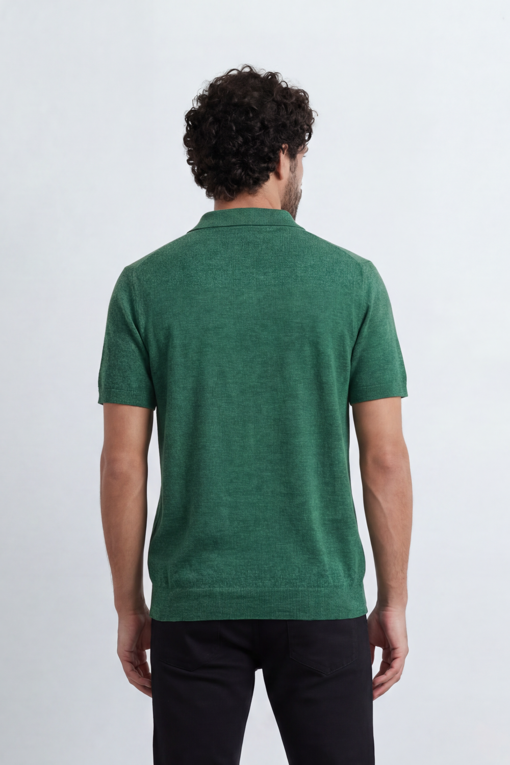 Men’s Tomato Store Ridge Zip Polo Vertical Rib Texture Runs Through The Body Half Zip Placket T-Shirt