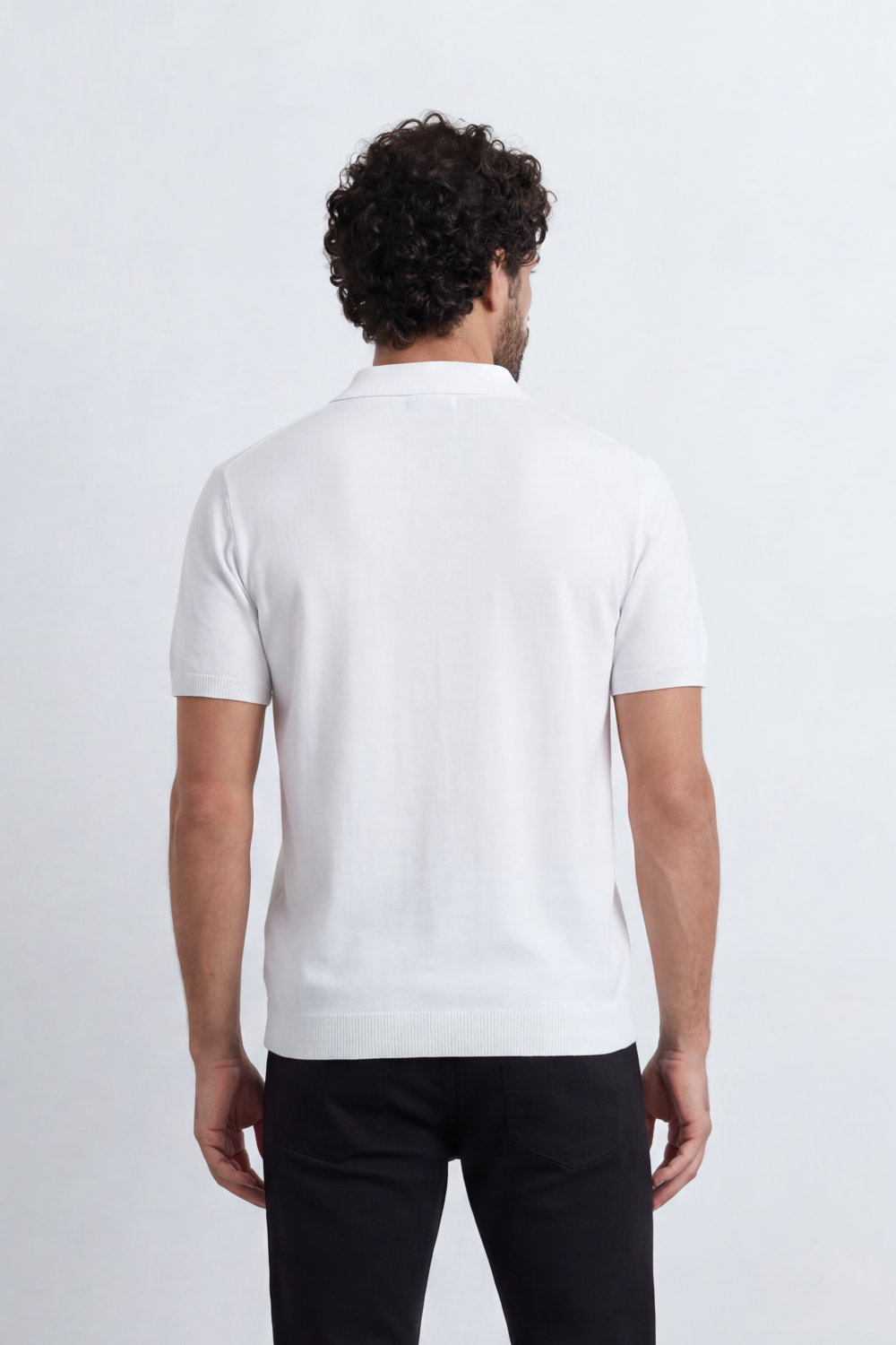 Men’s Tomato Store Ridge Zip Polo Vertical Rib Texture Runs Through The Body Half Zip Placket T-Shirt