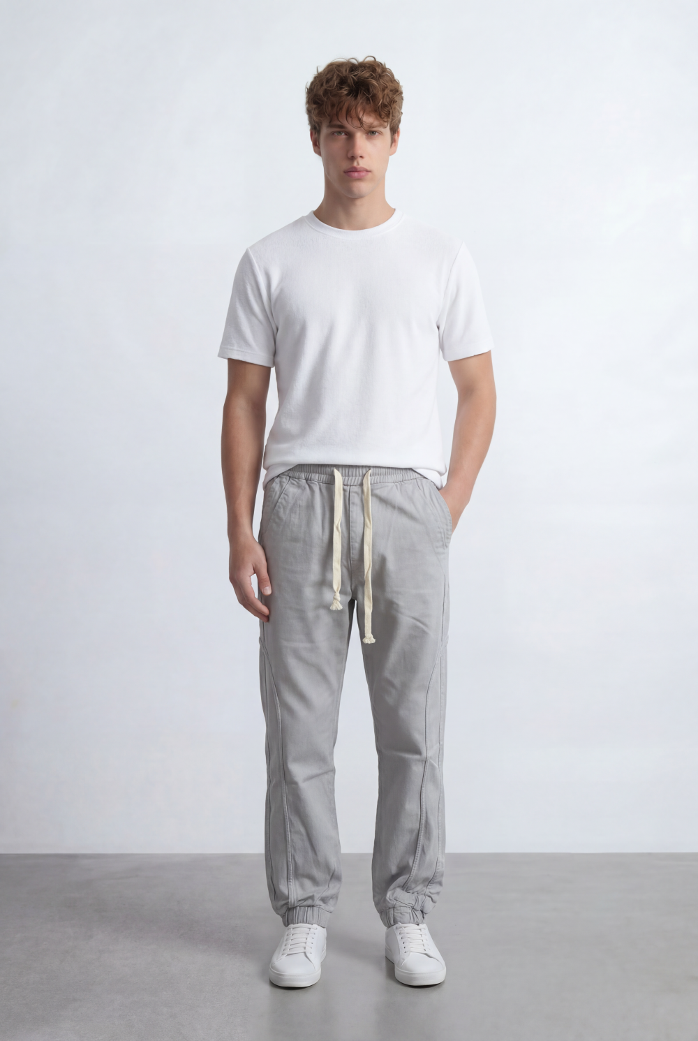 Men’s Tomato Store Modern Sarouel Jogger Elastic Drawstring Waist Streamlined Panel Seam Detail