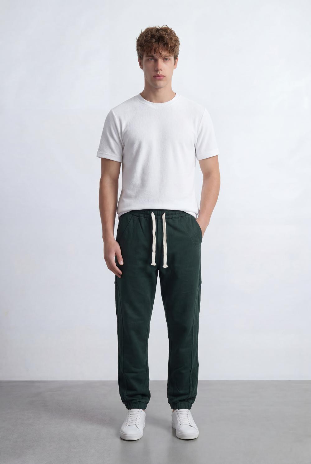 Men’s Tomato Store Modern Sarouel Jogger Elastic Drawstring Waist Streamlined Panel Seam Detail