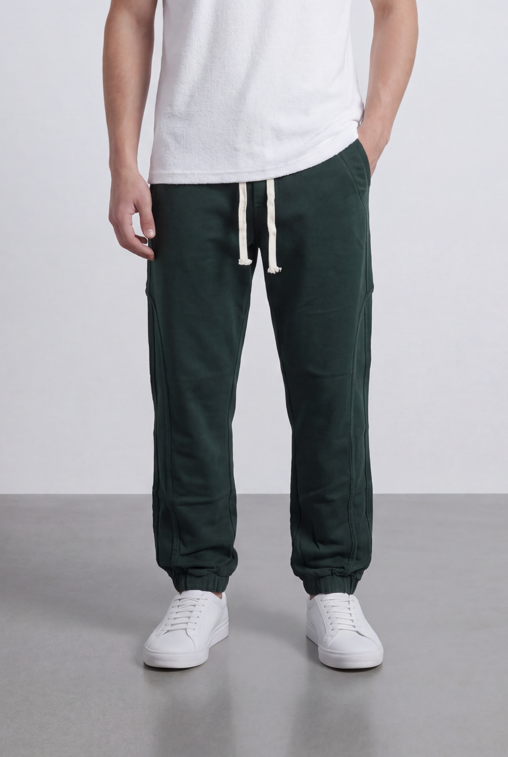 Men’s Tomato Store Modern Sarouel Jogger Elastic Drawstring Waist Streamlined Panel Seam Detail