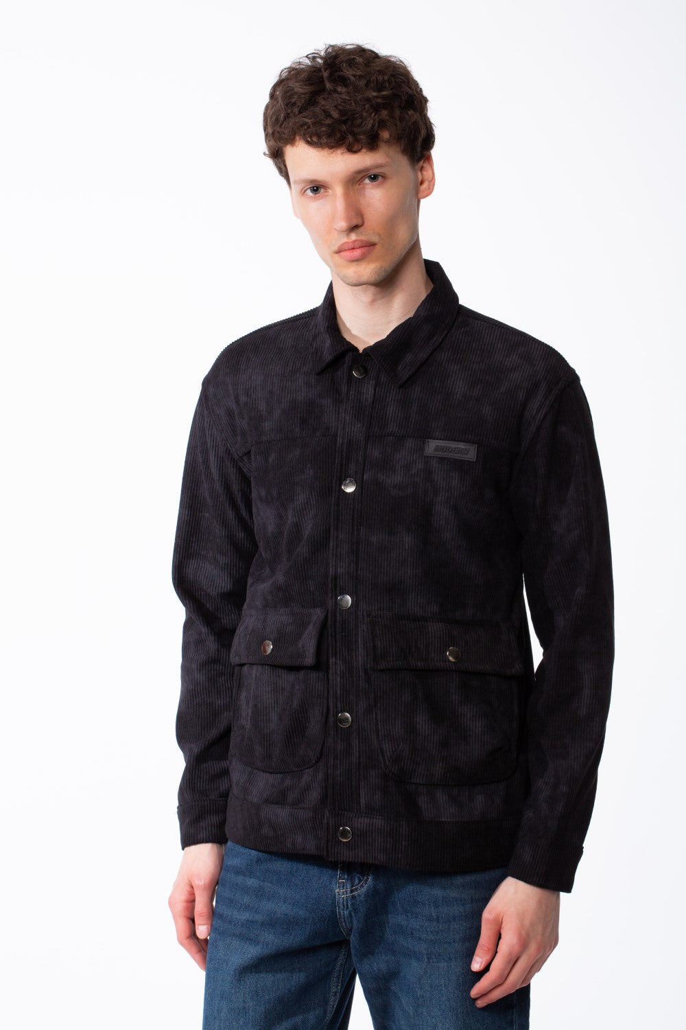 Men's Long Sleeve Classic Neck With Marble Pattern Flap Closure Chest Pockets Textured Ripped Fabric Slim Fit Jacket