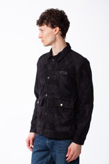 Men's Long Sleeve Classic Neck With Marble Pattern Flap Closure Chest Pockets Textured Ripped Fabric Slim Fit Jacket