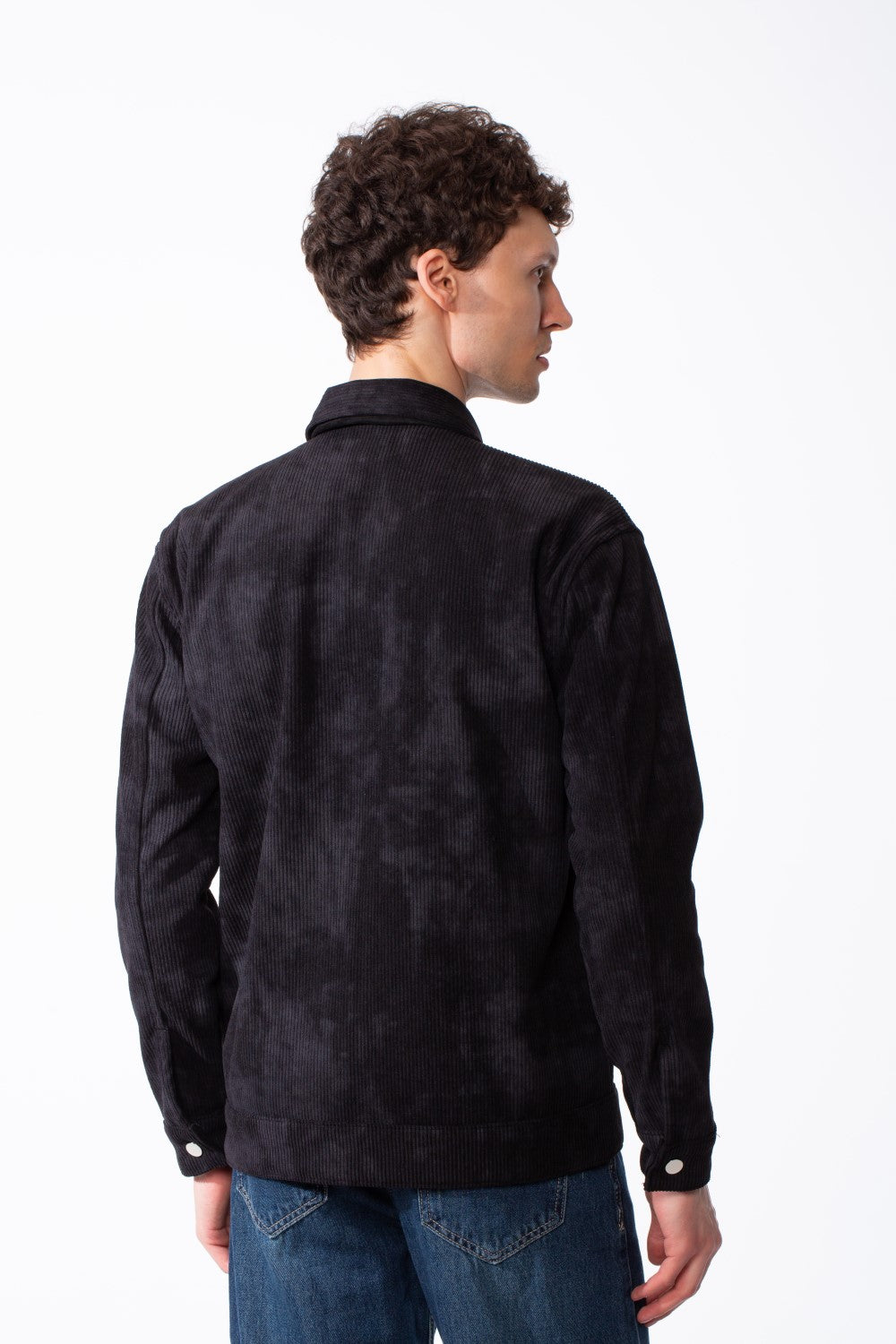 Men's Long Sleeve Classic Neck With Marble Pattern Flap Closure Chest Pockets Textured Ripped Fabric Slim Fit Jacket