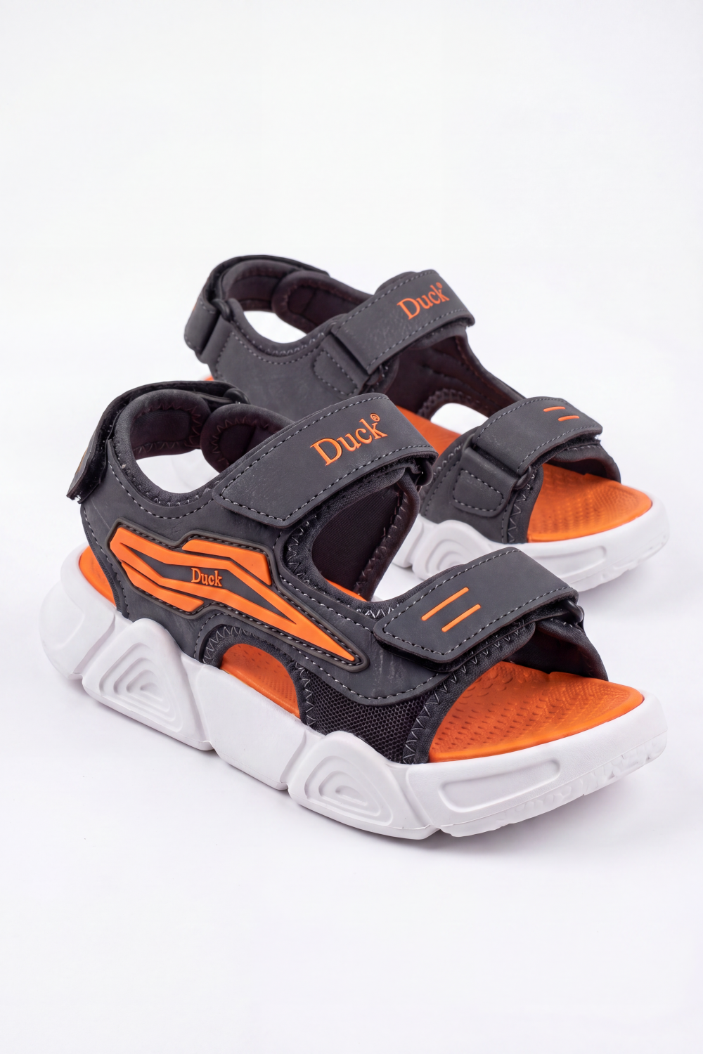 Boy's Tomato Store Turbo Strap Duck Sandals Textured Grip Footbed Bold Side Speed Graphic Adjustable Logo Straps
