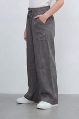 Girl's Tomato Store Easy Terrain Wide Leg Pants With Linen Look Slub Texture Soft Garment Washed Surface Curved Pocket Detail