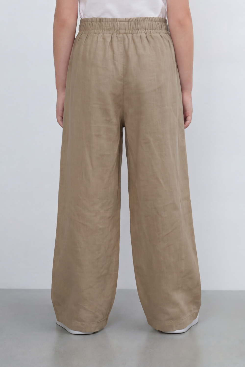 Girl's Tomato Store Easy Terrain Wide Leg Pants With Linen Look Slub Texture Soft Garment Washed Surface Curved Pocket Detail