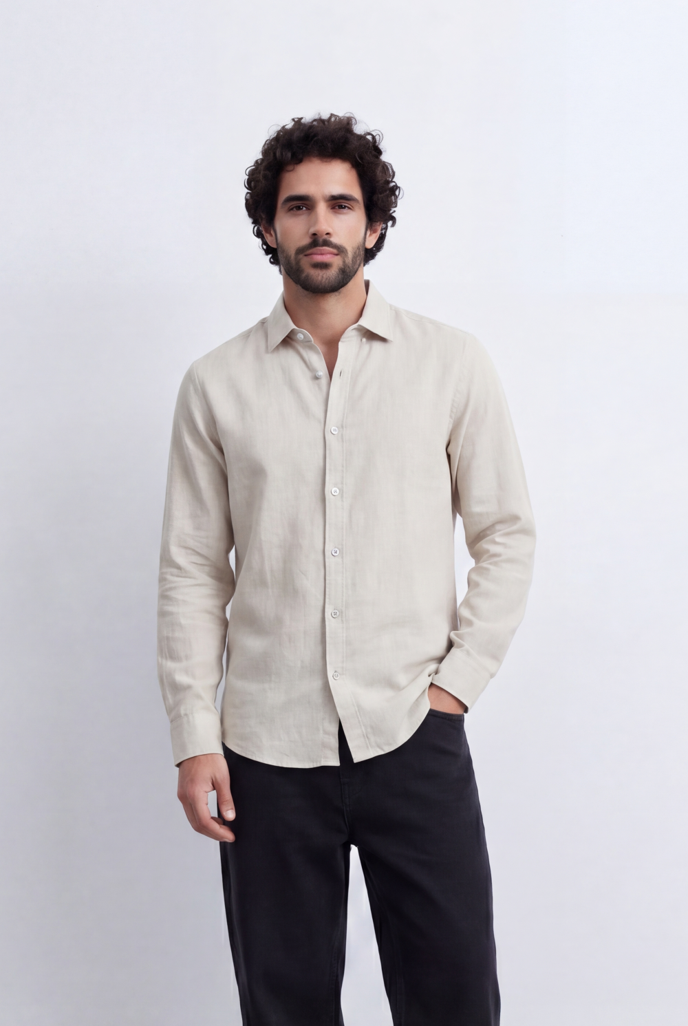 Men's Everyday Linen Tomato Stores Shirt Slim Fit Long Sleeve For A Relaxed Polished Appearance