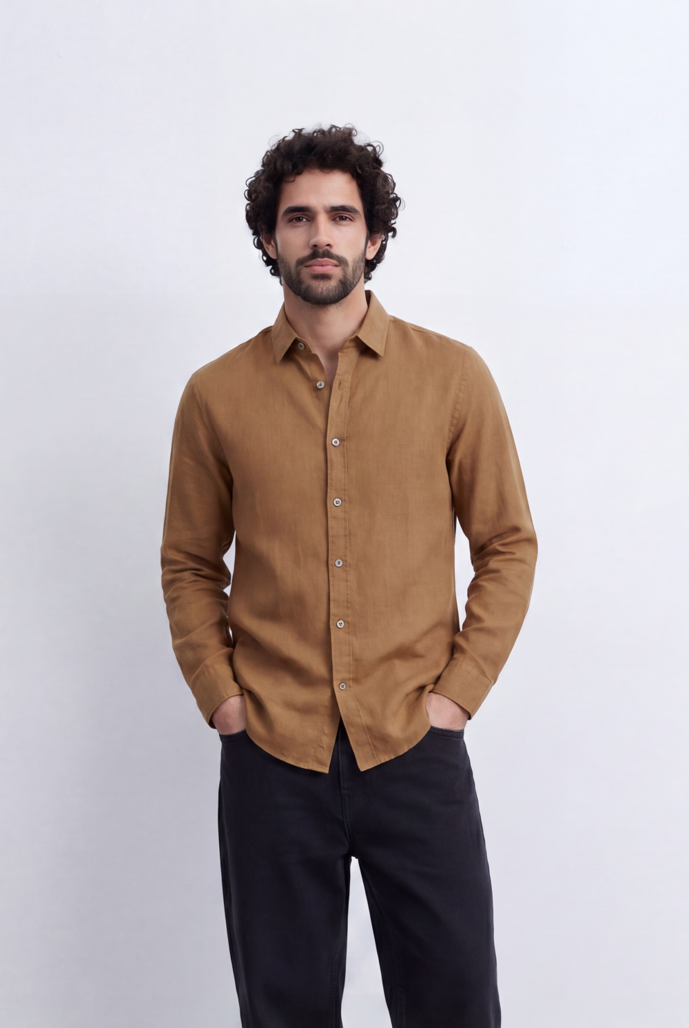 Men's Everyday Linen Tomato Stores Shirt Slim Fit Long Sleeve For A Relaxed Polished Appearance