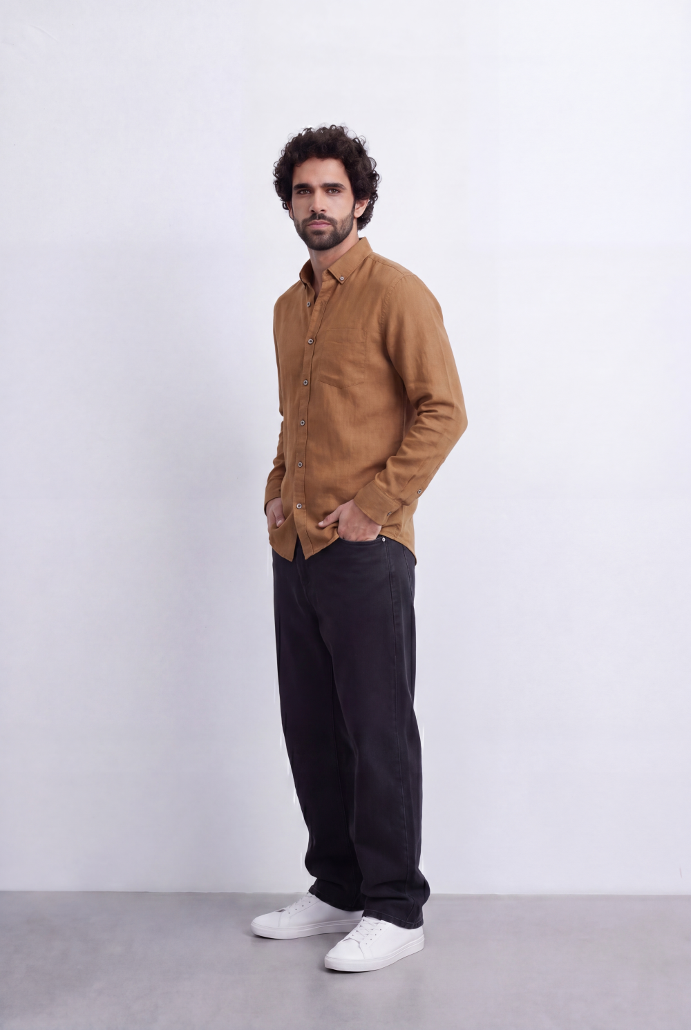 Men's Everyday Linen Tomato Stores Shirt Slim Fit Long Sleeve For A Relaxed Polished Appearance