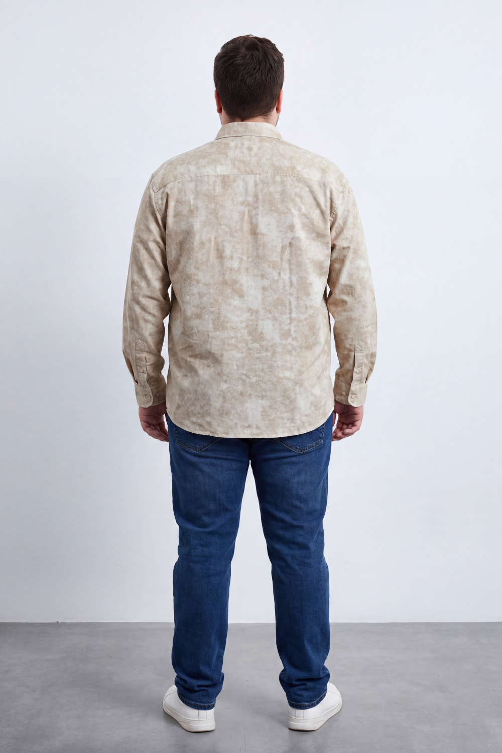 Men's Tomato Store Big Size Washed Oversize Shirt Cloud Dye Effect Long Sleeve Button Front Soft Textured Finish