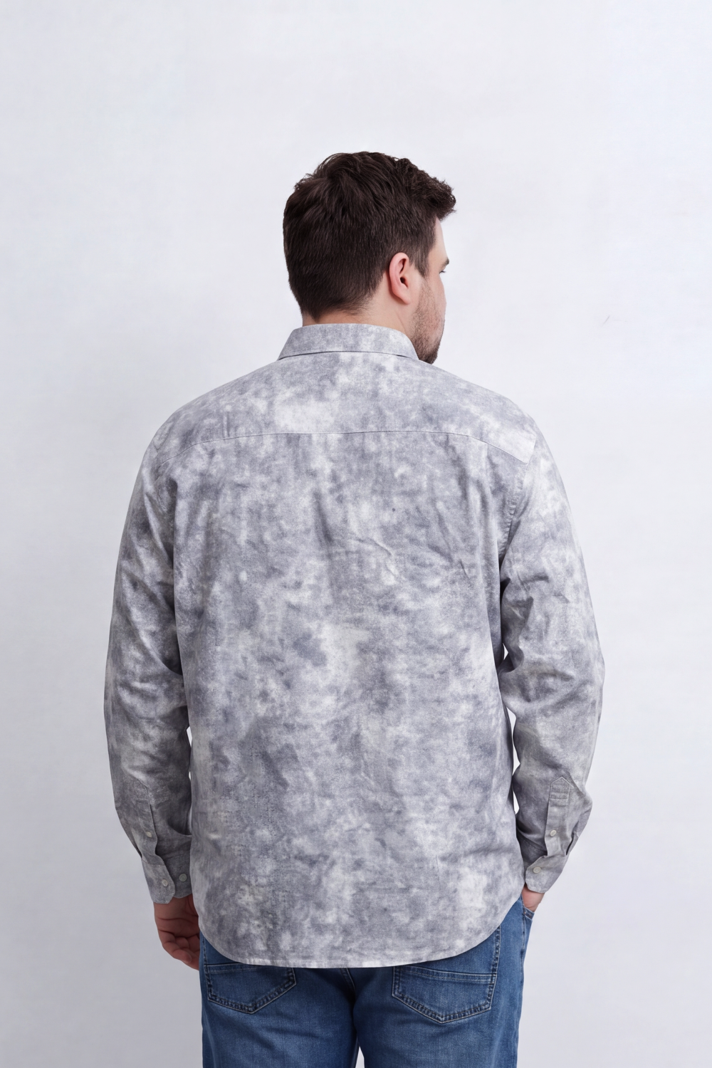 Men's Tomato Store Big Size Washed Oversize Shirt Cloud Dye Effect Long Sleeve Button Front Soft Textured Finish