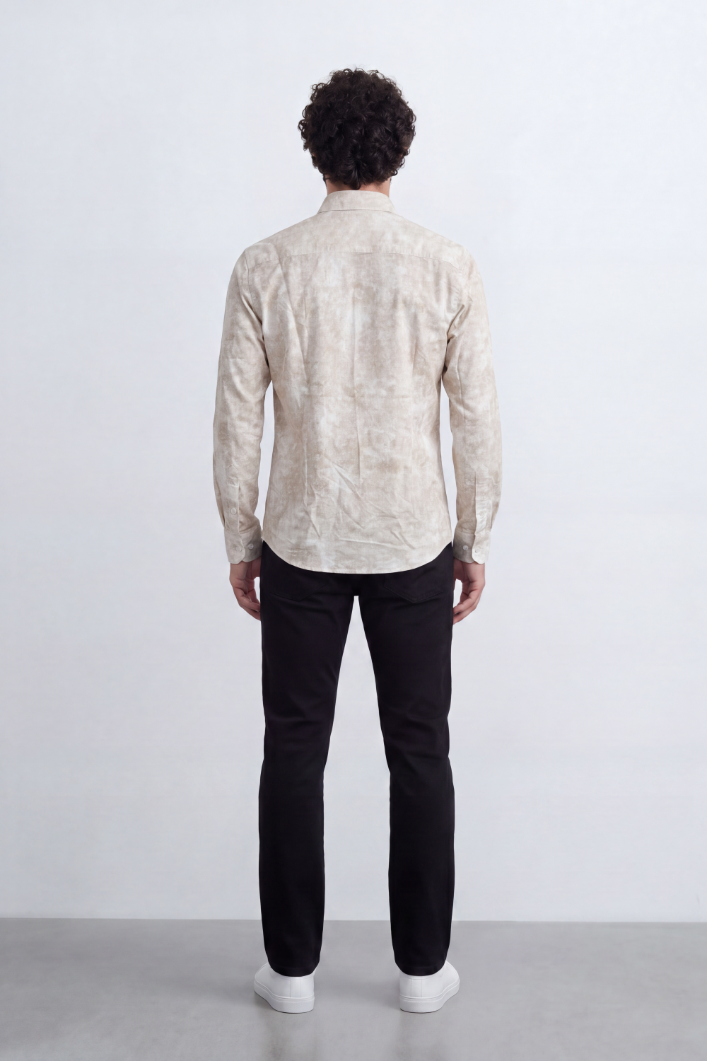 Men's Tomato Store Long Sleeve Patterned Casual Shirt With Classic Collar And Slim Fit Styling