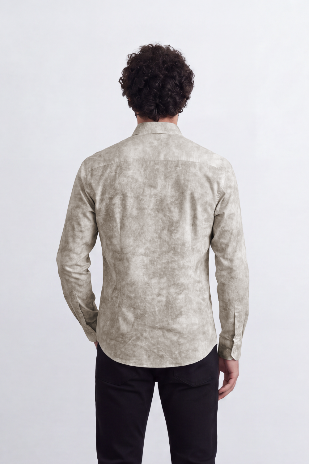 Men's Tomato Store Long Sleeve Patterned Casual Shirt With Classic Collar And Slim Fit Styling